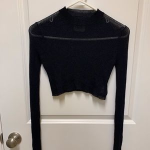 UNIF longslv mockneck crop top